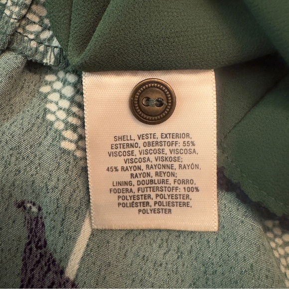 Maeve Green Bird Print Tie Waist Dress Size Small Anthropologie Boho - Picture 5 of 6